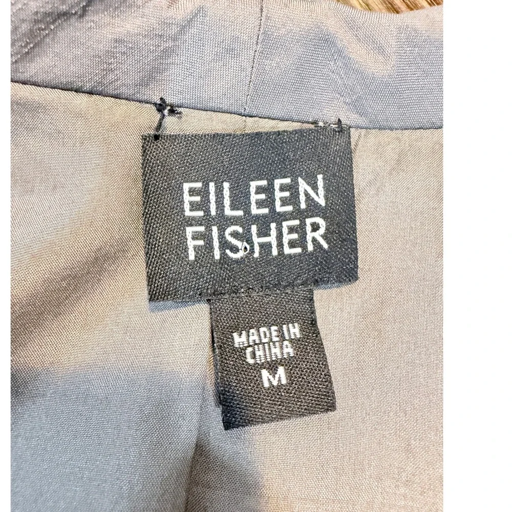 Eileen Fisher Luxury 100% Silk Embroidered Floral Open Front Blazer Jacket‎ M
